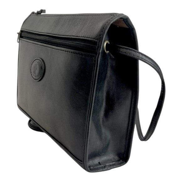 Vintage MARY ANN ROSENFELD Black Leather Shoulder BAG Evening Bag - Picture 3 of 9